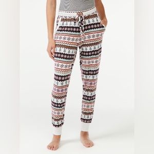Joyspun Women's Hacci Knit Sleep Joggers- “Winter White Fairisle” NWT
